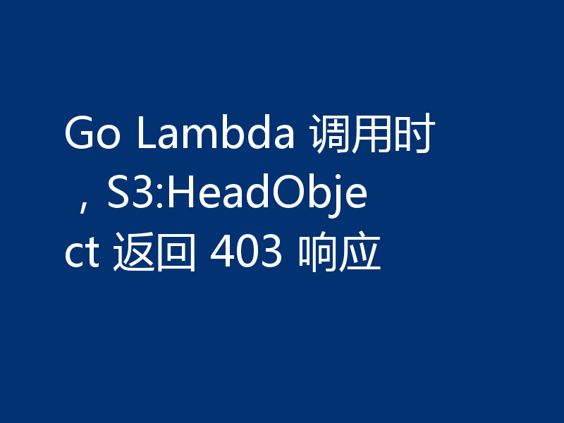 Go Lambda 调用时，S3:HeadObject 返回 403 响应