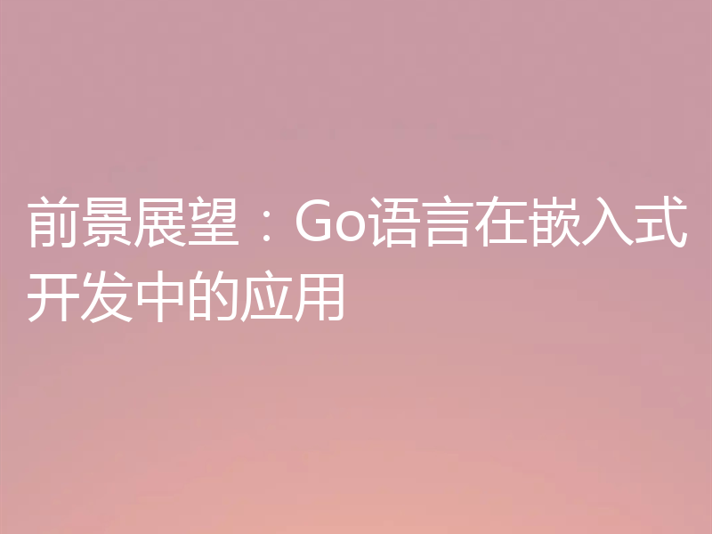 前景展望：Go语言在嵌入式开发中的应用