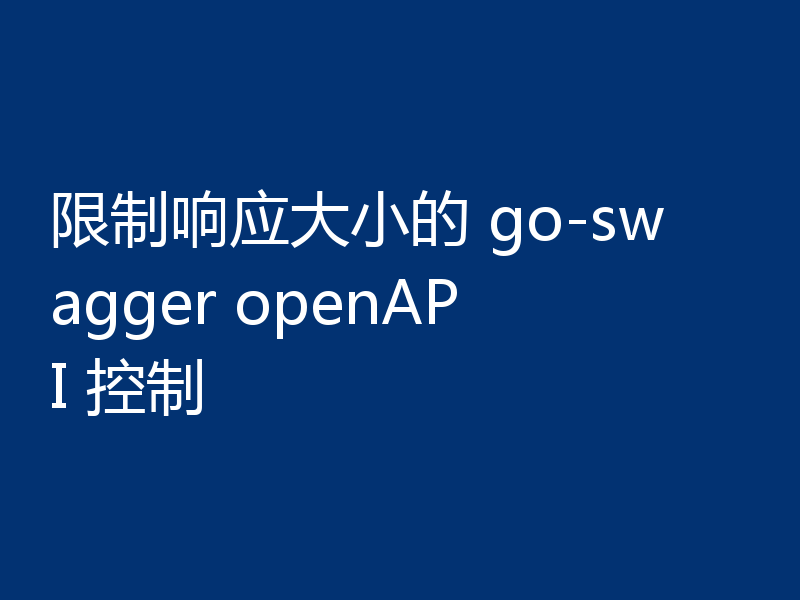 限制响应大小的 go-swagger openAPI 控制