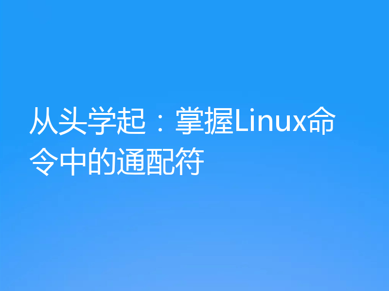 从头学起：掌握Linux命令中的通配符