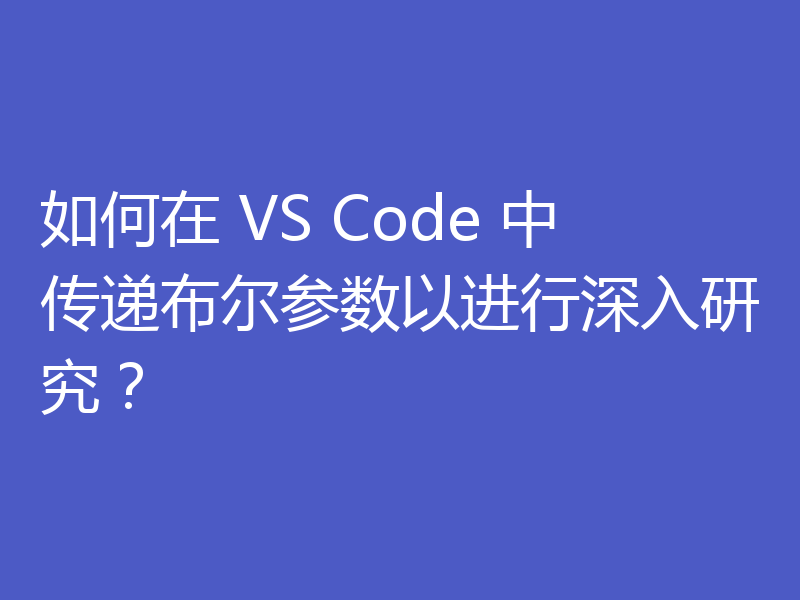 如何在 VS Code 中传递布尔参数以进行深入研究？