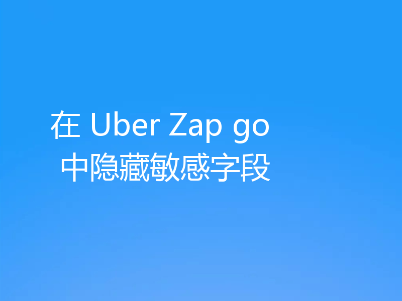 在 Uber Zap go 中隐藏敏感字段