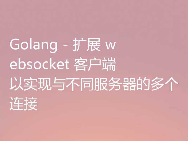Golang - 扩展 websocket 客户端以实现与不同服务器的多个连接
