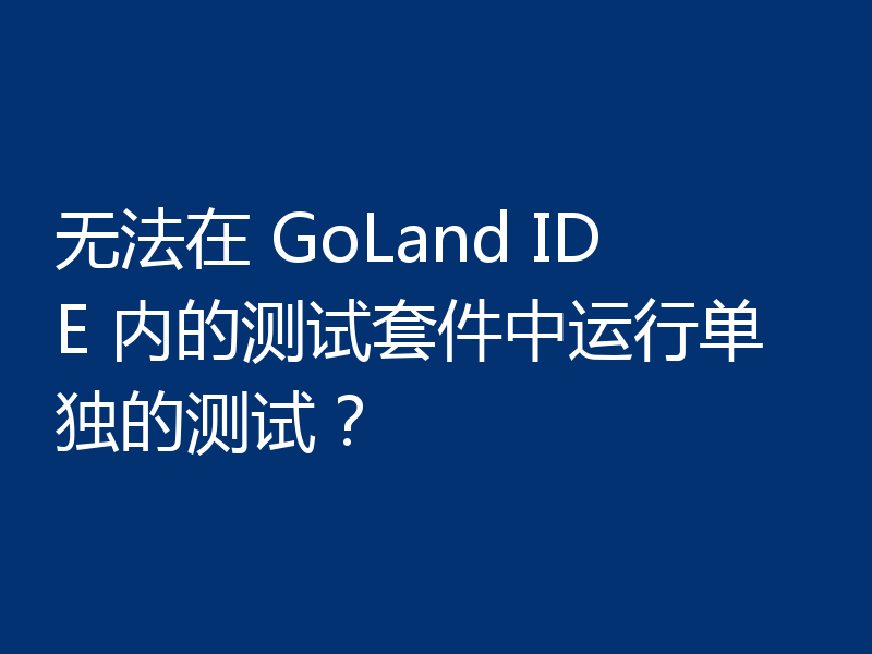 无法在 GoLand IDE 内的测试套件中运行单独的测试？