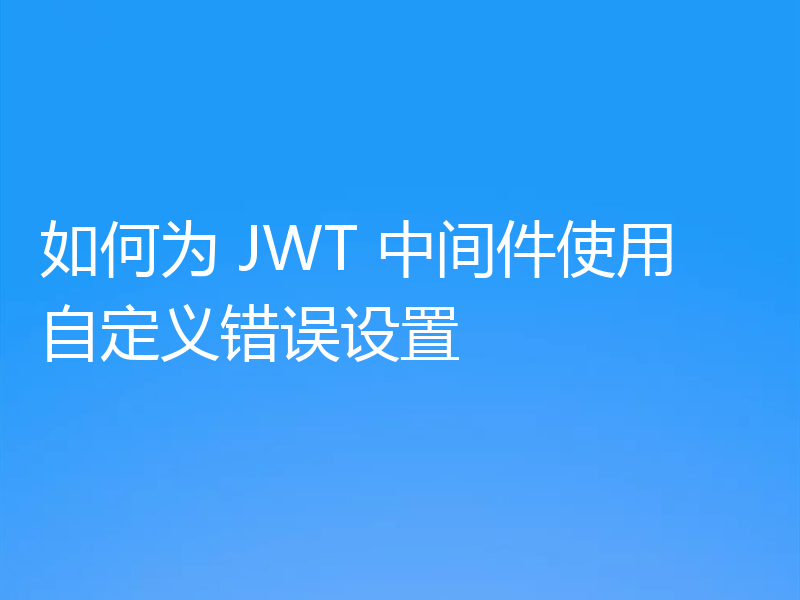 如何为 JWT 中间件使用自定义错误设置