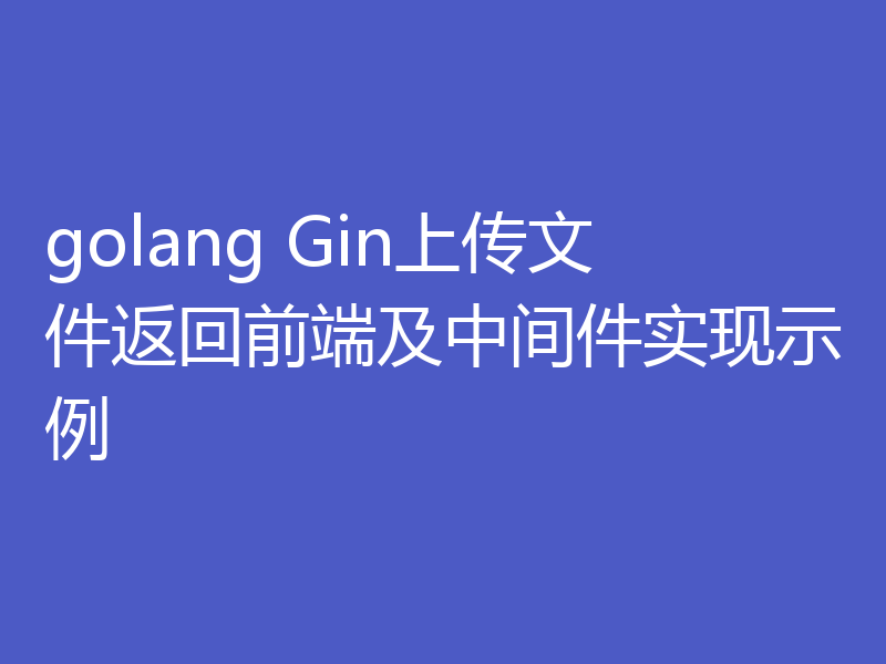 golang Gin上传文件返回前端及中间件实现示例