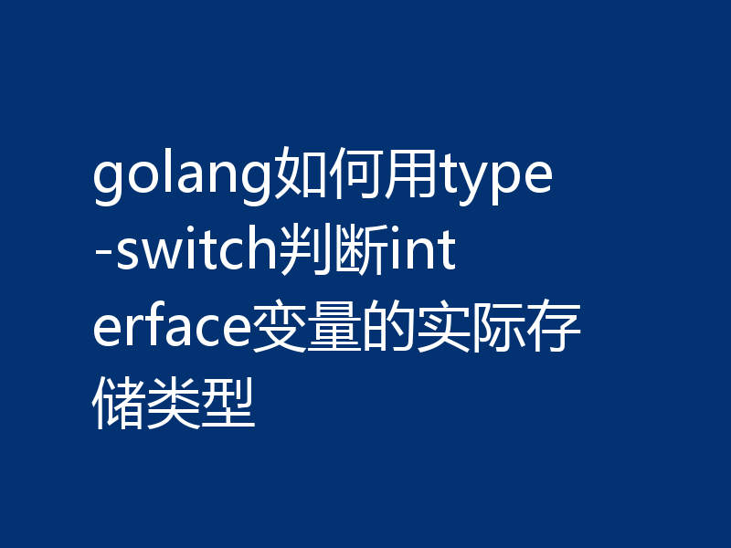 golang如何用type-switch判断interface变量的实际存储类型