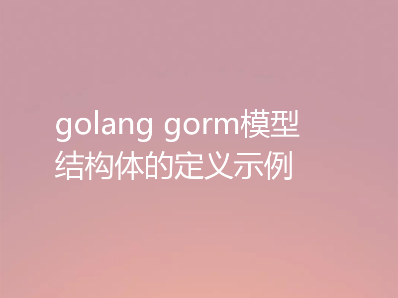 golang gorm模型结构体的定义示例