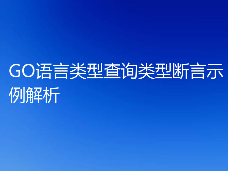 GO语言类型查询类型断言示例解析