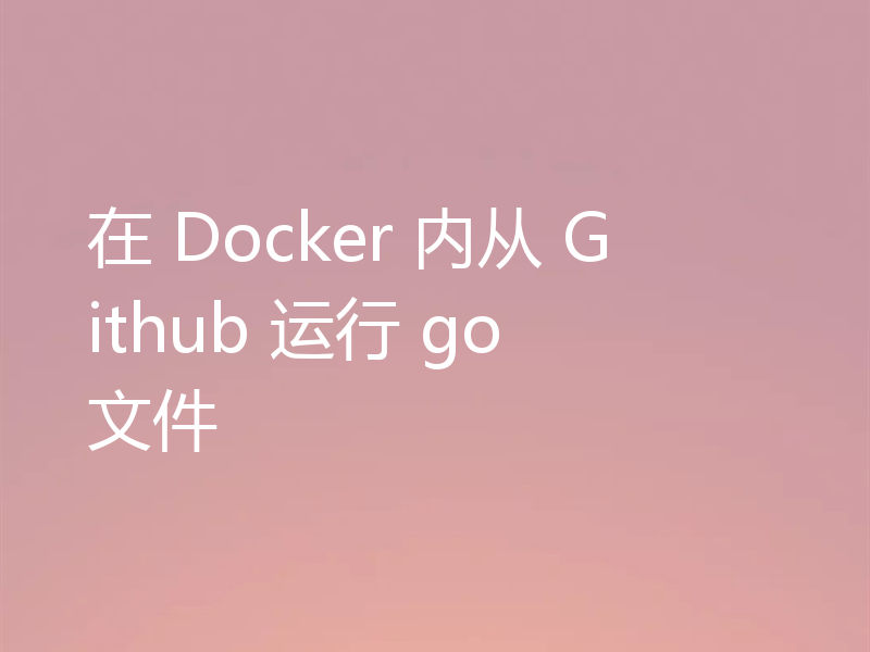在 Docker 内从 Github 运行 go 文件