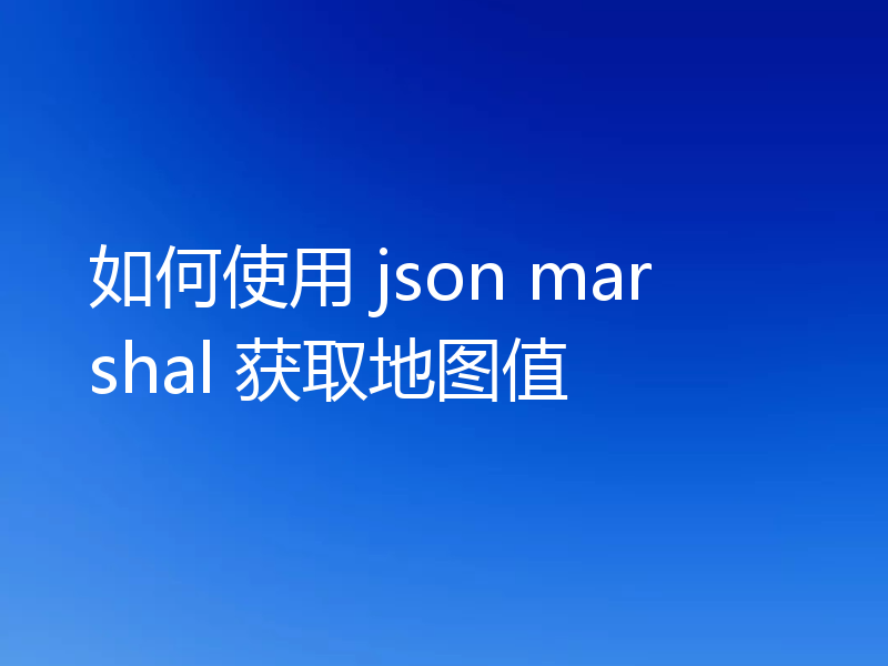 如何使用 json marshal 获取地图值