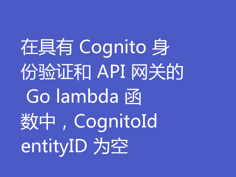 在具有 Cognito 身份验证和 API 网关的 Go lambda 函数中，CognitoIdentityID 为空