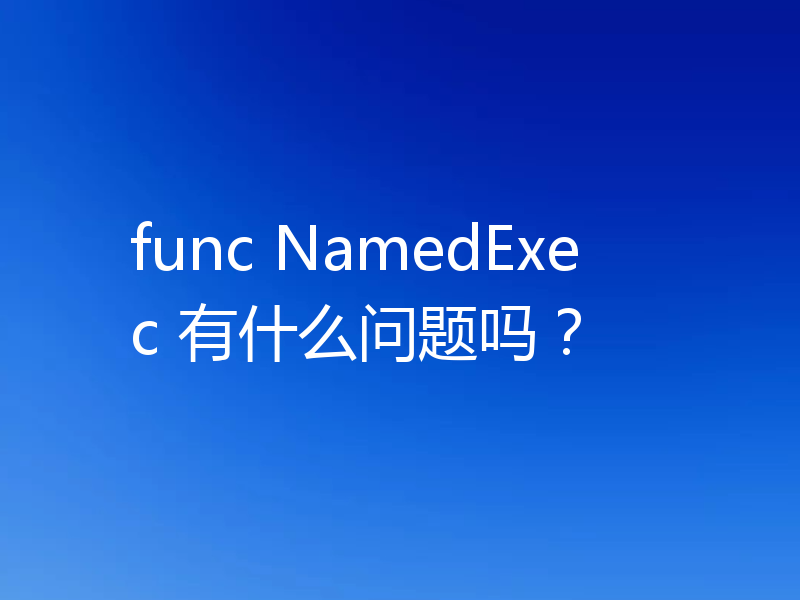 func NamedExec 有什么问题吗？