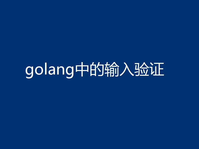 golang中的输入验证