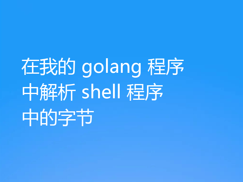 在我的 golang 程序中解析 shell 程序中的字节
