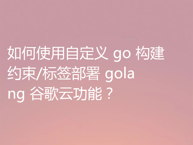 如何使用自定义 go 构建约束/标签部署 golang 谷歌云功能？