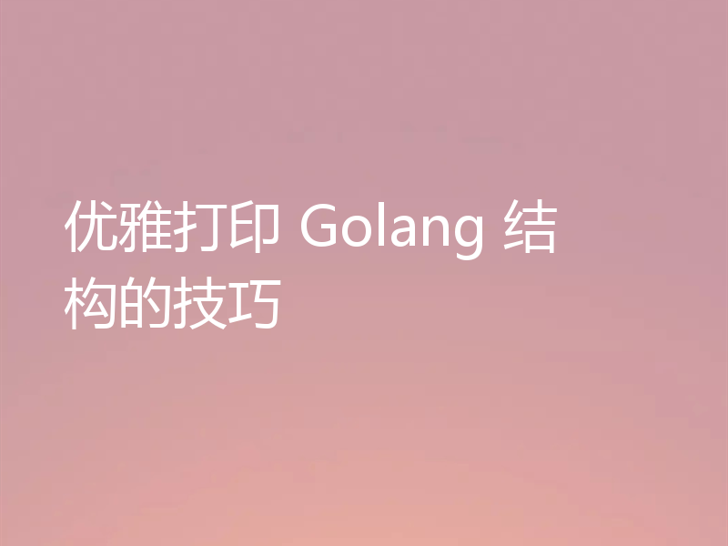 优雅打印 Golang 结构的技巧
