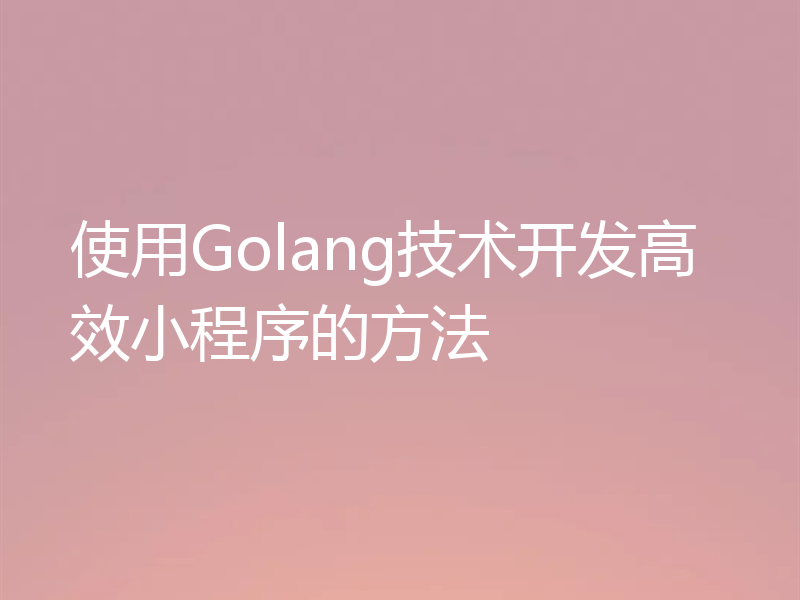 使用Golang技术开发高效小程序的方法