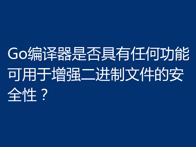 Go编译器是否具有任何功能可用于增强二进制文件的安全性？