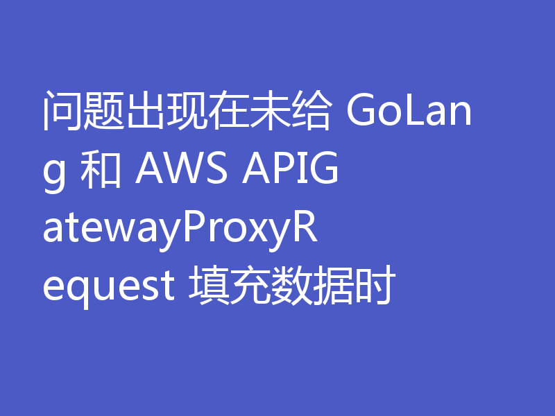 问题出现在未给 GoLang 和 AWS APIGatewayProxyRequest 填充数据时