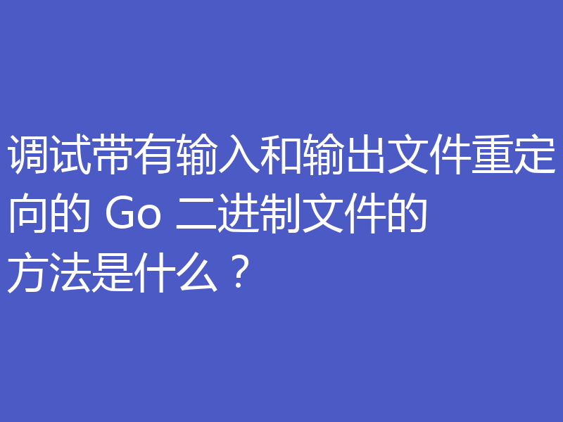 调试带有输入和输出文件重定向的 Go 二进制文件的方法是什么？