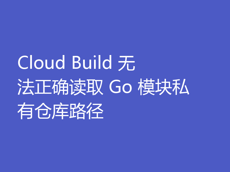 Cloud Build 无法正确读取 Go 模块私有仓库路径