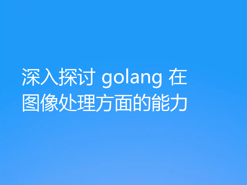 深入探讨 golang 在图像处理方面的能力