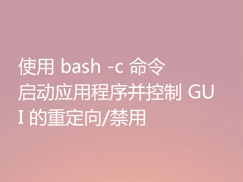使用 bash -c 命令启动应用程序并控制 GUI 的重定向/禁用