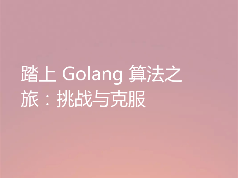 踏上 Golang 算法之旅：挑战与克服