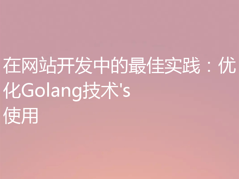 在网站开发中的最佳实践：优化Golang技术's 使用