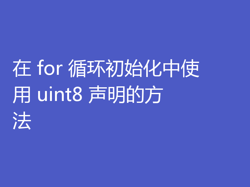 在 for 循环初始化中使用 uint8 声明的方法