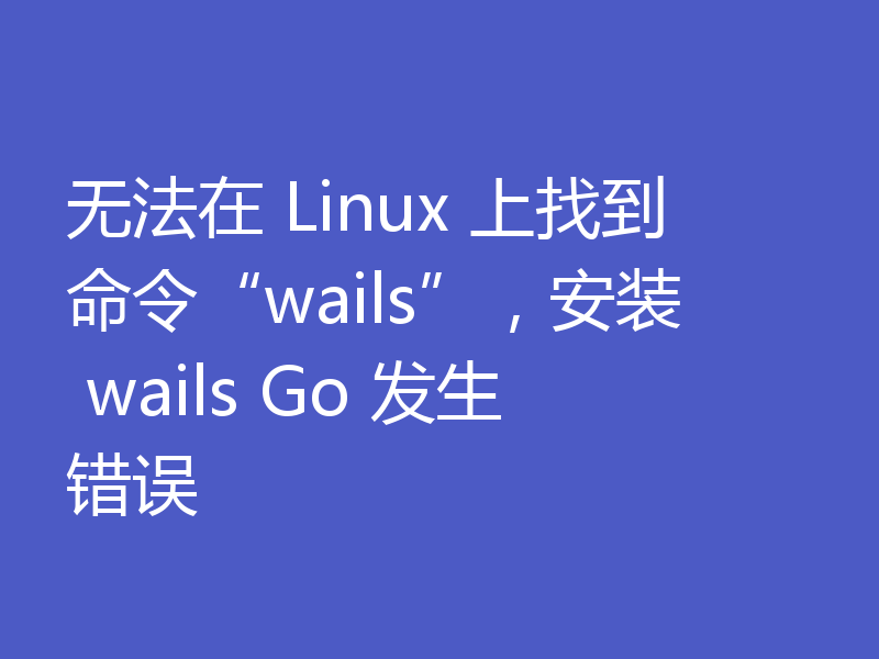 无法在 Linux 上找到命令“wails”，安装 wails Go 发生错误