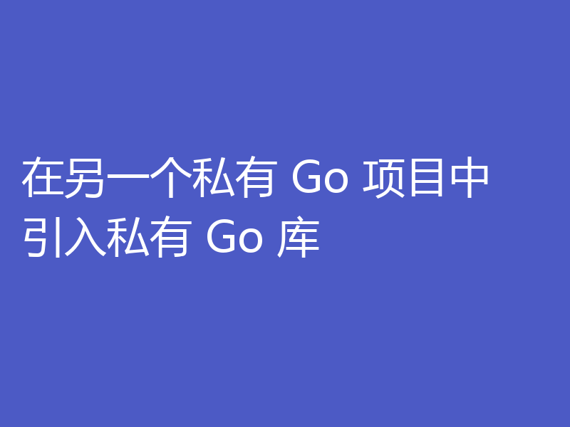 在另一个私有 Go 项目中引入私有 Go 库