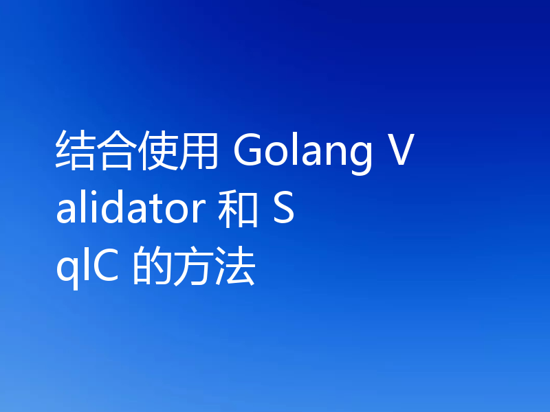 结合使用 Golang Validator 和 SqlC 的方法