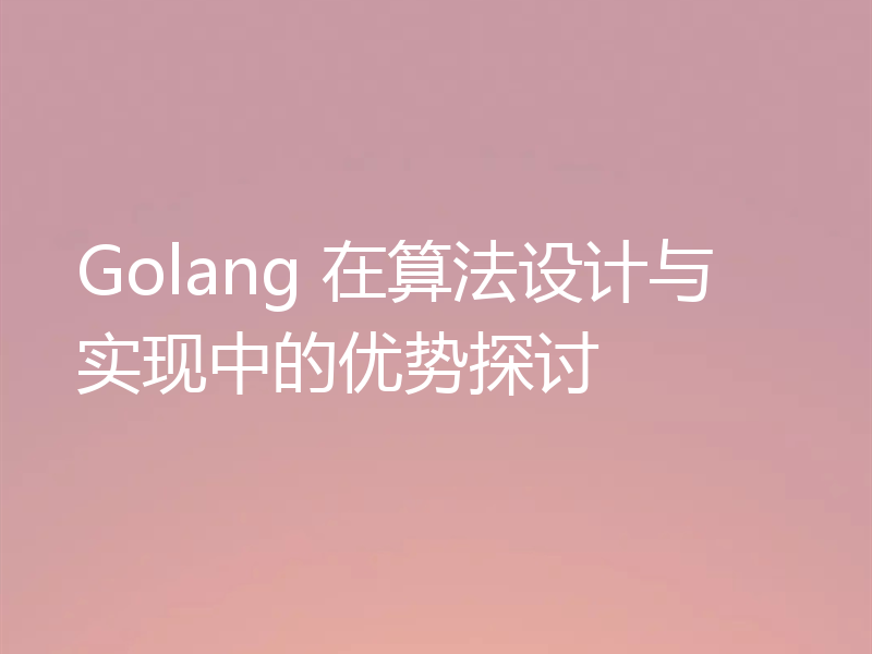 Golang 在算法设计与实现中的优势探讨