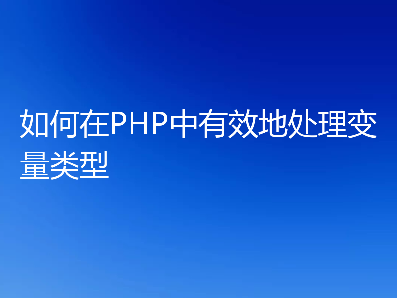 如何在PHP中有效地处理变量类型