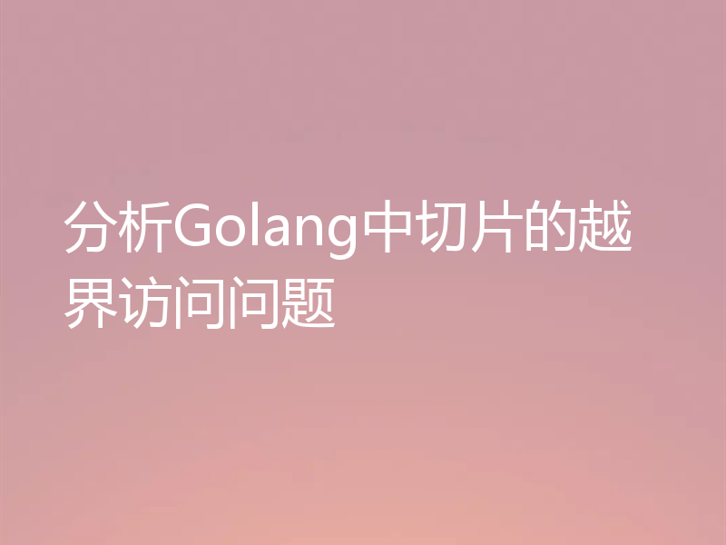 分析Golang中切片的越界访问问题