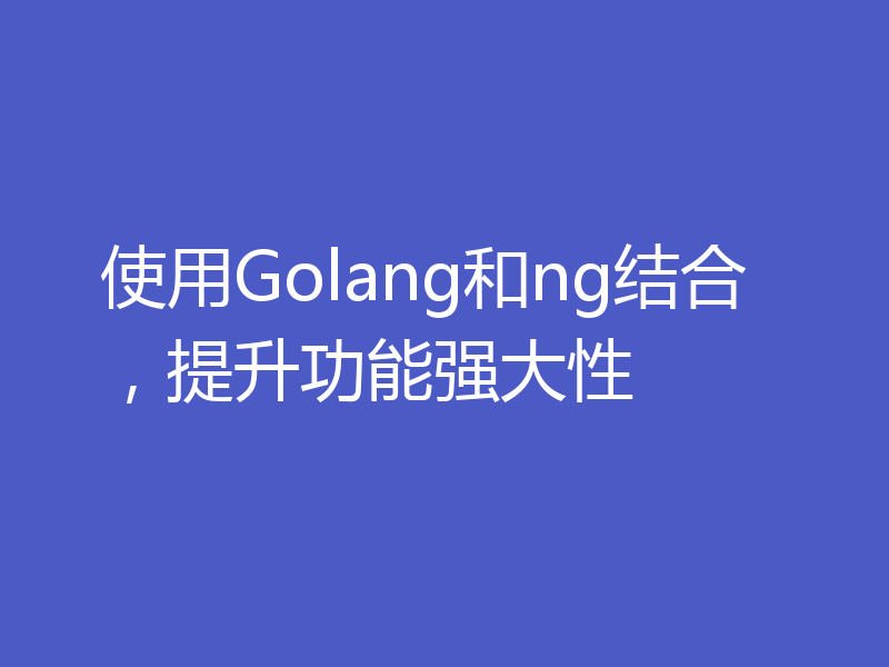 使用Golang和ng结合，提升功能强大性