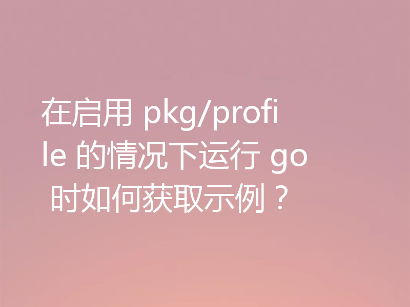 在启用 pkg/profile 的情况下运行 go 时如何获取示例？