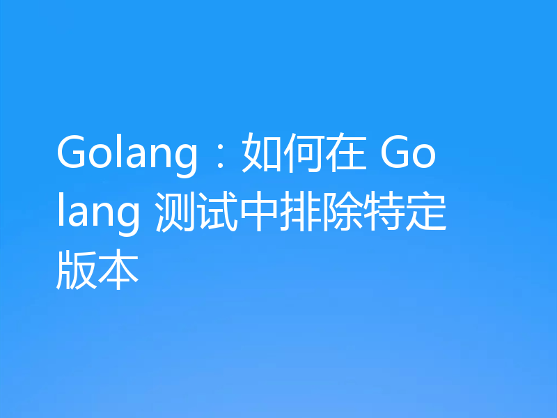 Golang：如何在 Golang 测试中排除特定版本