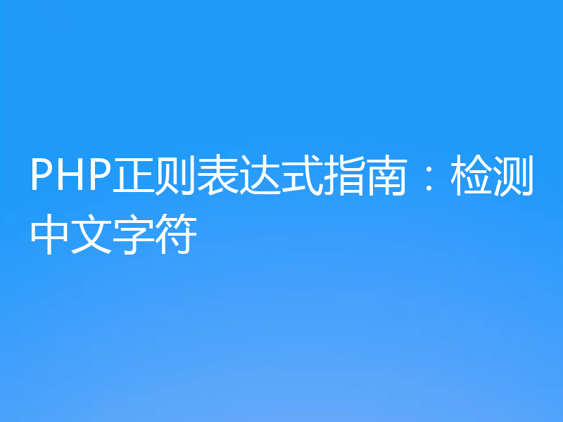 PHP正则表达式指南：检测中文字符