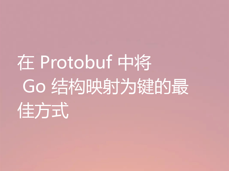在 Protobuf 中将 Go 结构映射为键的最佳方式