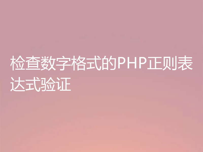 检查数字格式的PHP正则表达式验证