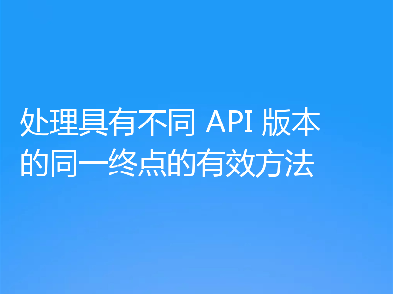 处理具有不同 API 版本的同一终点的有效方法