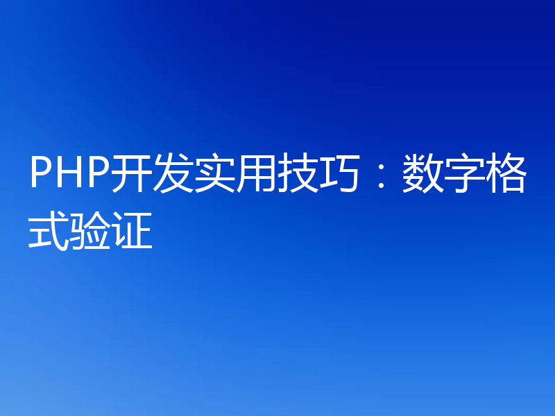 PHP开发实用技巧：数字格式验证