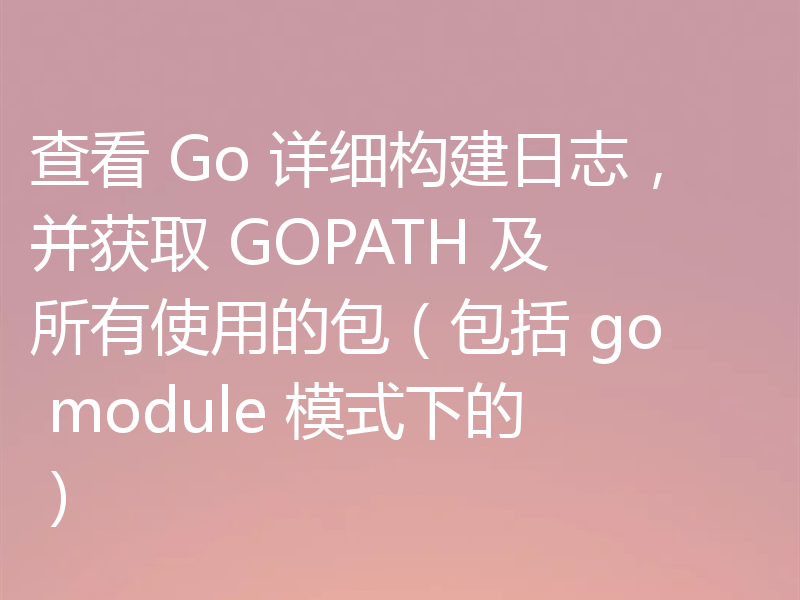 查看 Go 详细构建日志，并获取 GOPATH 及所有使用的包（包括 go module 模式下的）