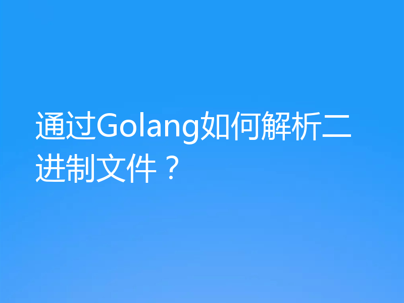通过Golang如何解析二进制文件？