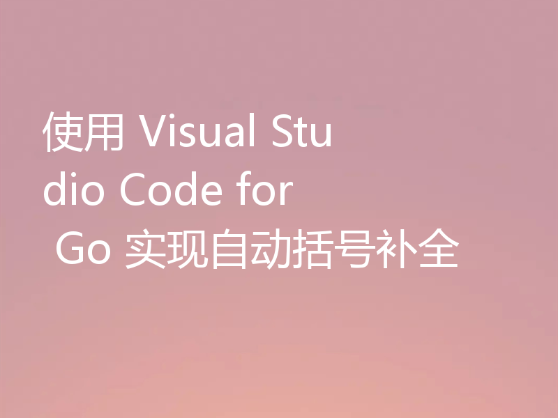 使用 Visual Studio Code for Go 实现自动括号补全