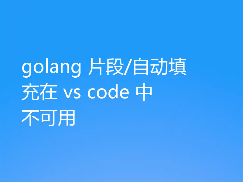 golang 片段/自动填充在 vs code 中不可用