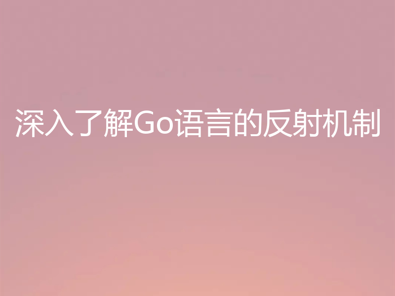 深入了解Go语言的反射机制
